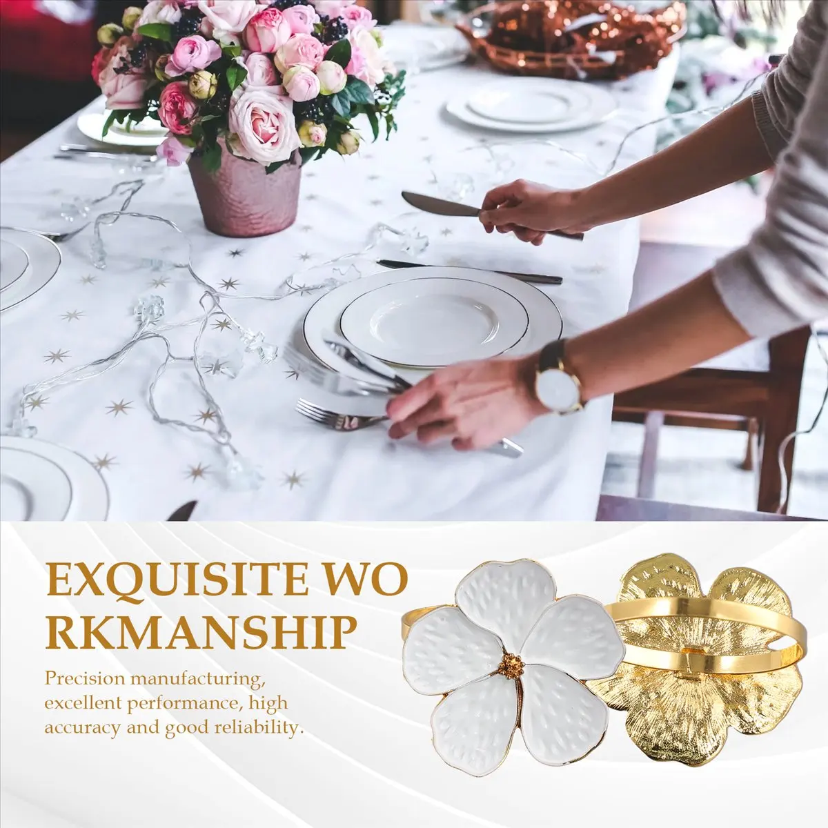 COFA 6 Pcs Flower Napkin Buckle Napkin Ring Napkin Ring, Used for Wedding, Festival, Banquet, Daily Party Decoration