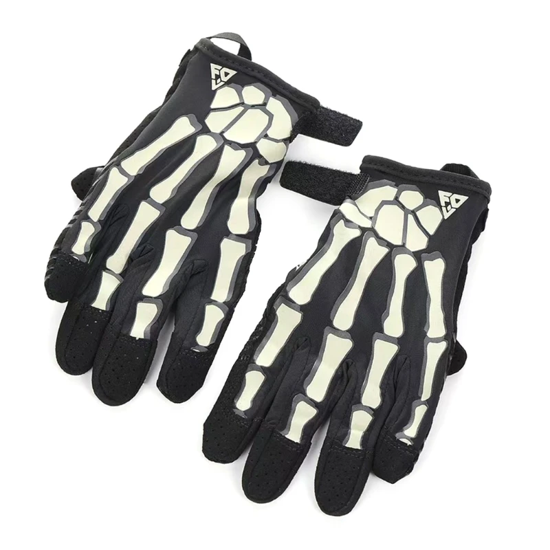  Nylon Motorcycle Gloves for Comfortable Cycling Skeleton Hand Pattern