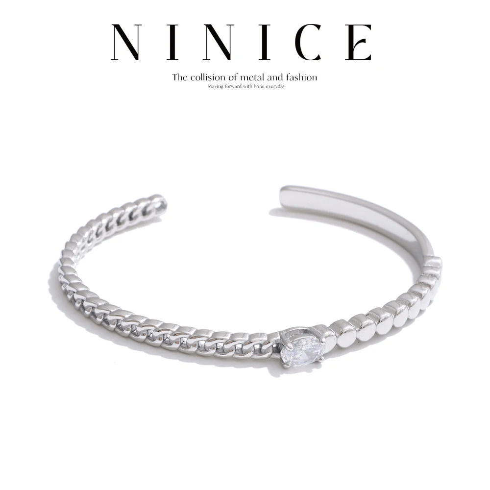 

NiNice Stainless Steel Bracelets Jewellery Woman Zircon Cuffs Adjustable Stylish Design Personalized Gift New Wholesale