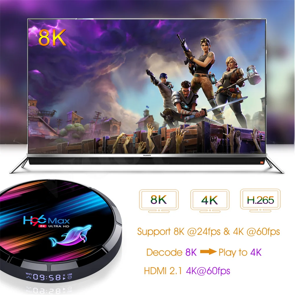 H96 MAX X3 Смарт ТВ бокс Amlogic S905X3 Android 9.0 8K 4 ГБ RAM 128 ГБ ROM Двойной Wi-Fi Медиаплеер Google Player Youtube Телевизионная приставка