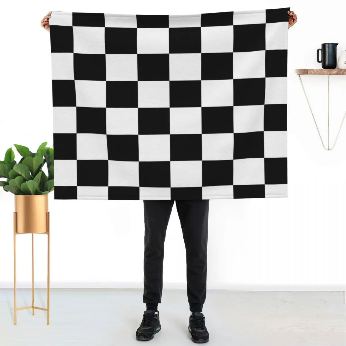 Chequered Flag Checkered Racing Car Winner Bedspread Duvet Phone Case Throw Blanket Foldable Soft Warm Blanket for Outdoor Use