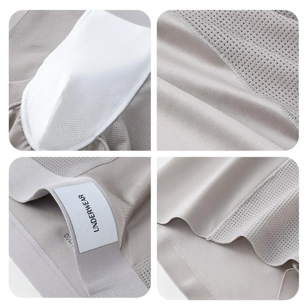 Mesh Breathable Underwear Men Boxer Briefs Men's Silky Boxer Briefs Mesh Design Breathable Underpants Stretchy Solid Color Daily