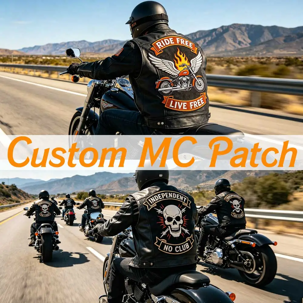 Maßgefertigter Großer Bestickter Motorradclub-Aufnäher - Personalisierter Punk Biker Rocker Rückenaufnäher für Weste Jacke Dekoration – Detail 2
