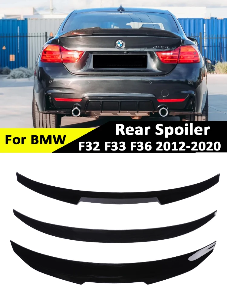 

For BMW 4 Series F32 F33 F36 2014-2020 Rear Carbon Fiber Bumper Lip Trunk Spoiler Wing Tail Kit Gloss Black PSM M4 MP Style