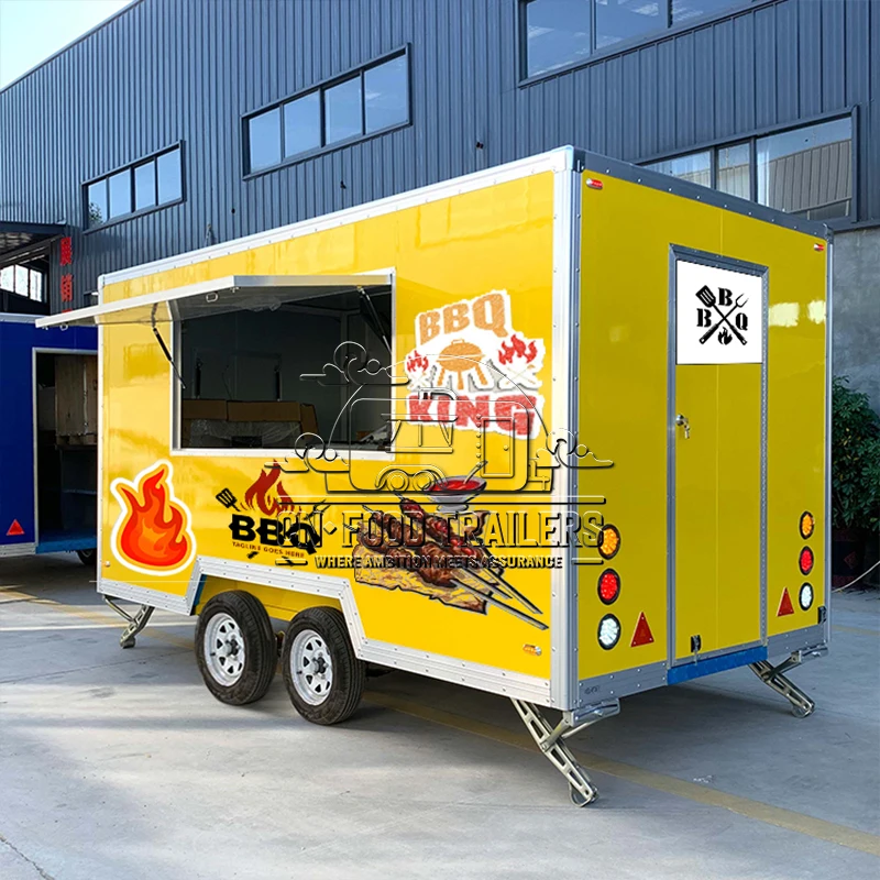 

CN Food Trailer Custom BBQ Concession Trailer with Stainless Steel Kitchen and Beverage Bar for Outdoor Events Fully Equipped