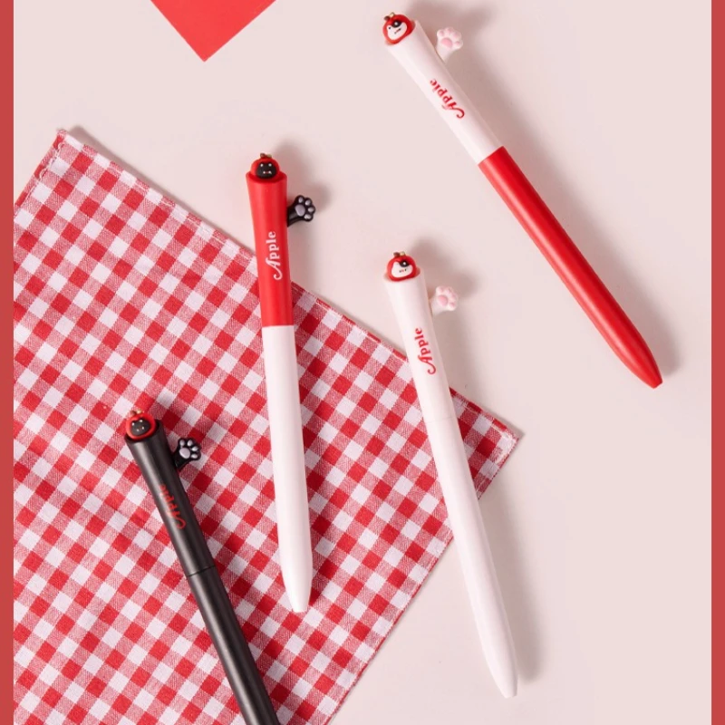 Office School Supplies  Apple Cat Cute Hide and Seek Cartoon Paw Side Press Core ST Signature Brush Inscription Black Pen Kawai
