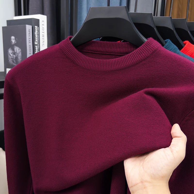 Semi Minimalist Style Men's Round Neck Pullover Knitted Shirt Long Sleeved T-shirt Spring Thin Loose Sweater T-shirt Base Shirt