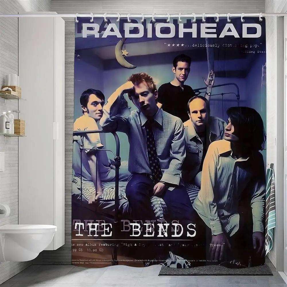 Rock Band Radioheads Duschvorhang aus wasserdichtem Stoff, Badezimmer-Dekoration, Vorhang für Zuhause, Duschvorhang im hawaiianischen Stil