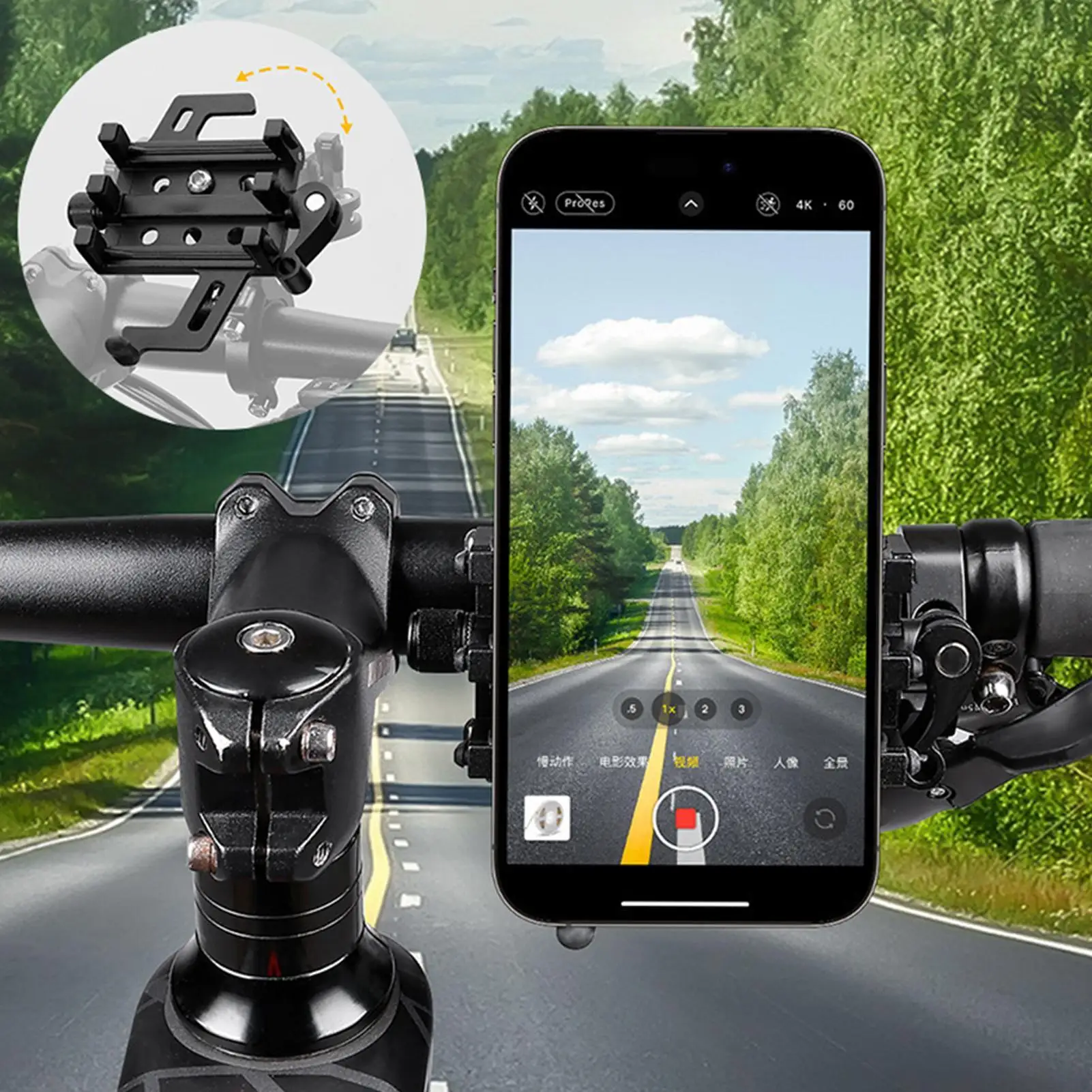 

Bike Phone Mount Anti-Shake & Non-Slip Cycling Smartphone Holder Adjustable Bracket for Mountain/Road Bike & Scooter Handlebar