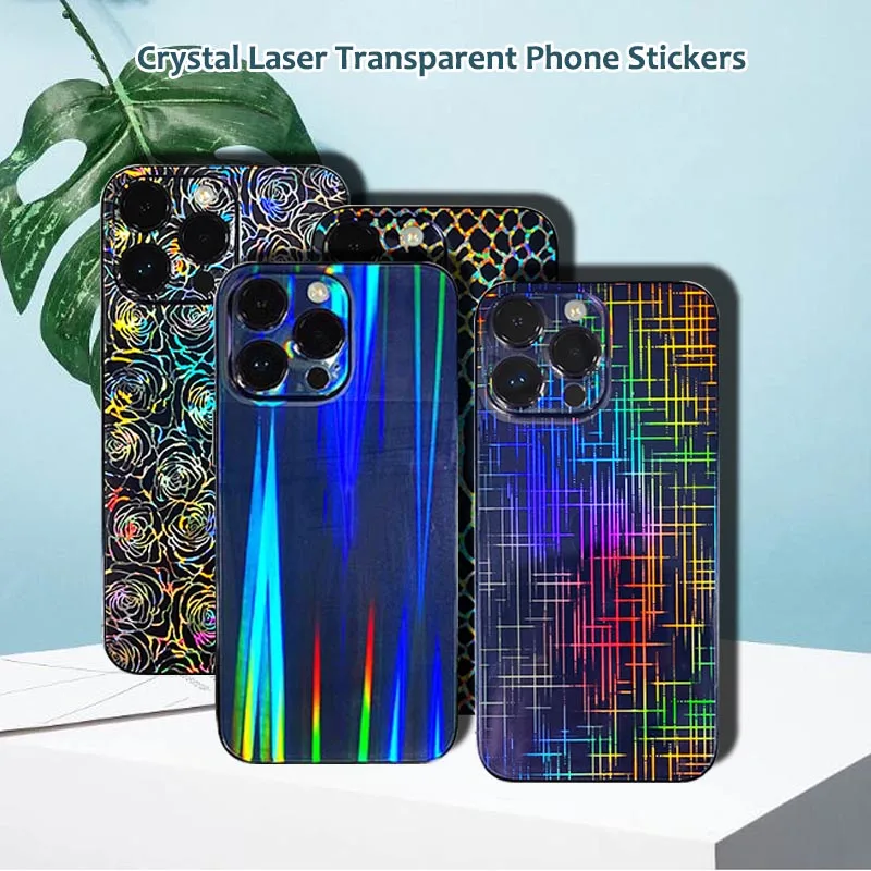 FONLYU 50pcs Transparent Crystal Laser Back Film Mobile Phone Skin Stickers 3D Rear Cover Protector for Cutting Machine Cutter