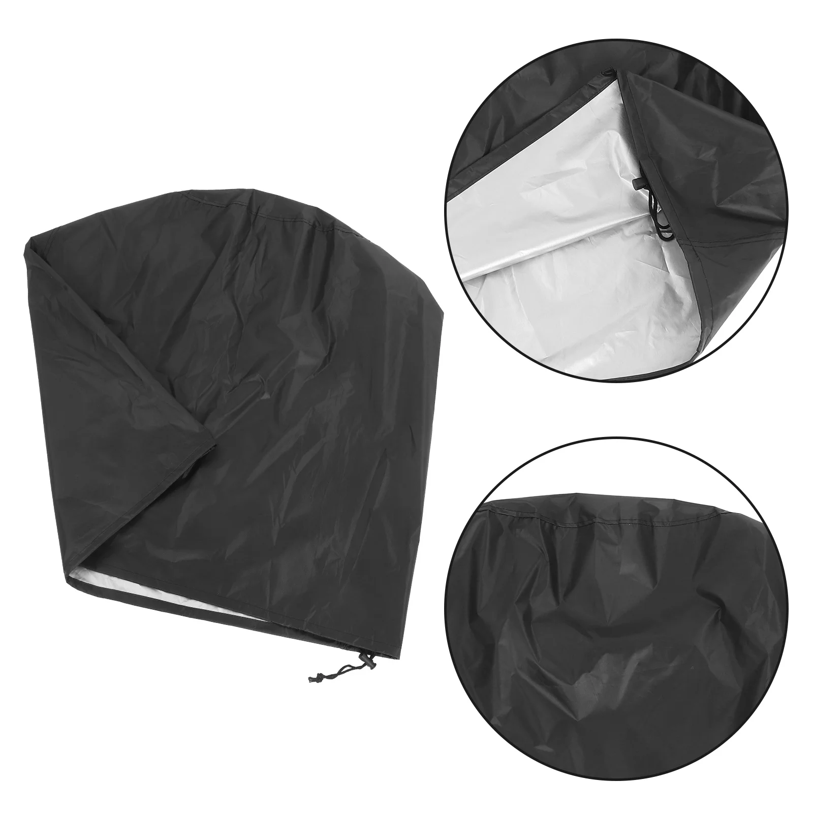 

Universal Round Grill 58X77Cm Heavy Duty Outdoor Bbq Cover Windproof Drawstring For Small Gas Charcoal Grills Reusable Polyester