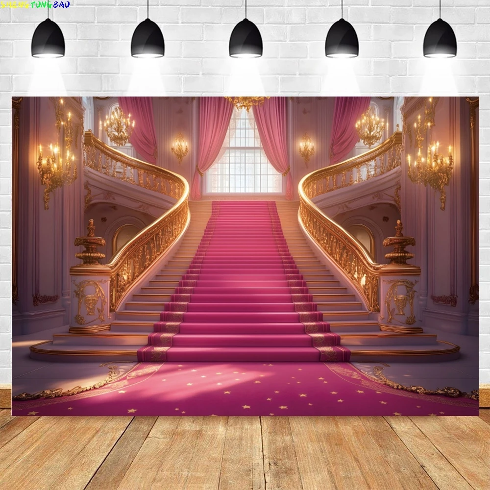 

Luxury Vintage Palace Photography Backdrop Luxurious Opera Castle Palace Red Carpet Stairs Indoor Portrait Photo Background Prop