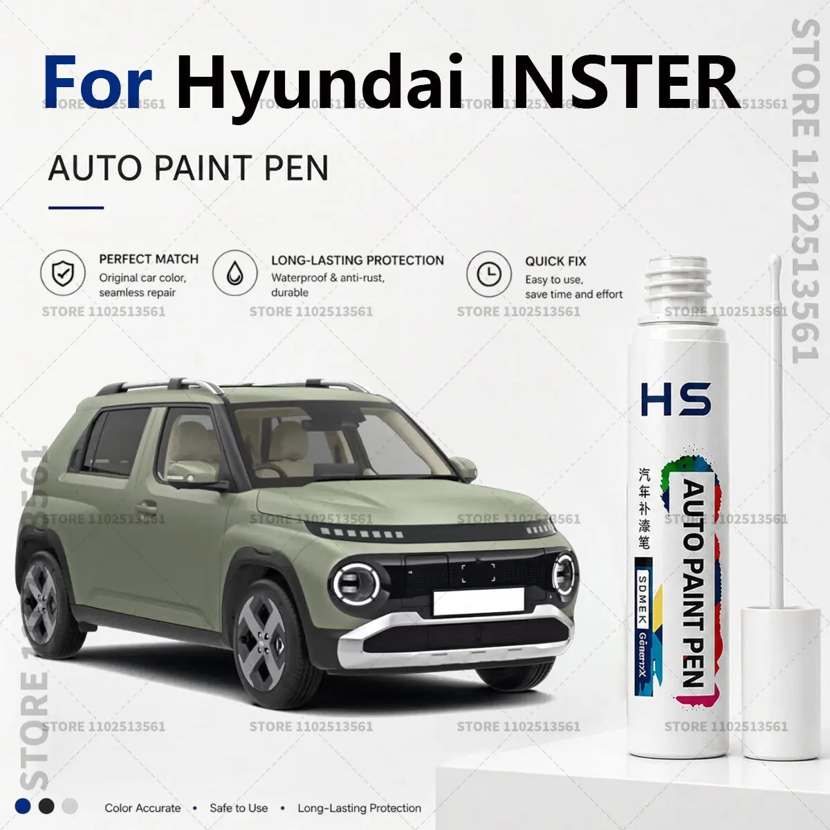 Caneta de Pintura para Retoques – Reparo Rápido de Arranhões e Lascas em Carros Prata Verde Amazônia Branco Laranja Para Hyundai INSTER