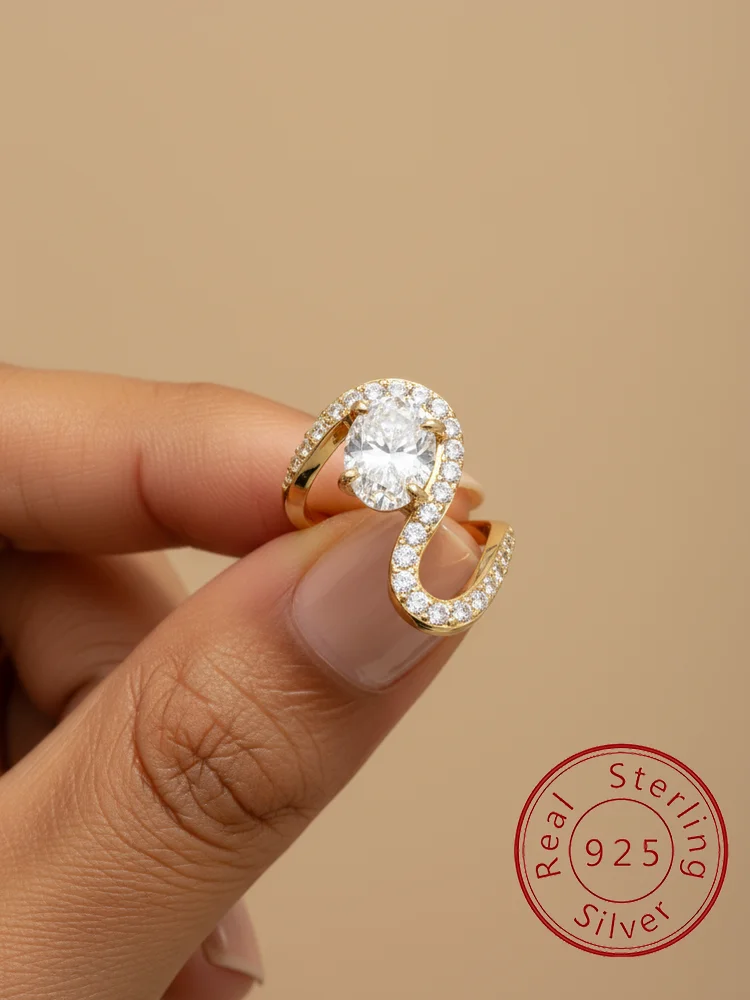 

Изысканное модное кольцо из стерлингового серебра 925 пробы овальной формы с цирконом для женщин, обручальное кольцо на годовщину свадьбы, высокое качество, ювелирные изделия