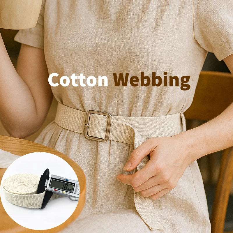 

5/10M 10-50mm Beige Cotton Webbing Strap Ribbon Bands for Canvas Handbag Bias Binding Tape DIY Bag Clothes Sewing Accessories