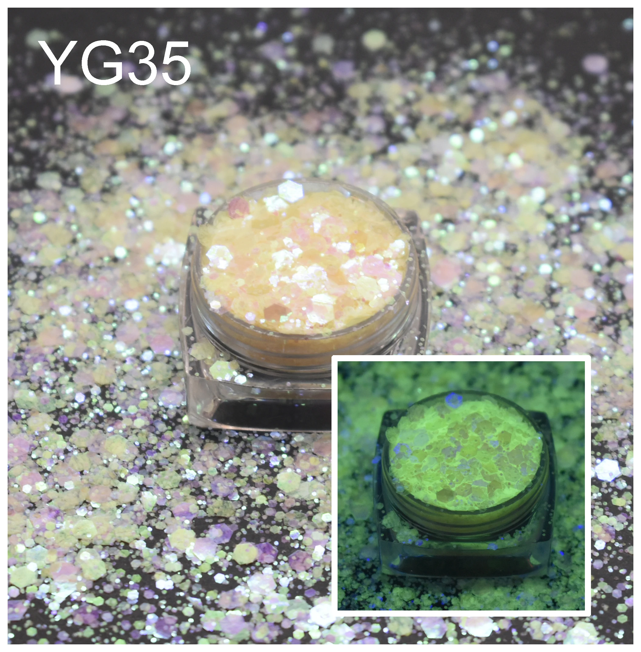 10g/Bag Glow in the dark Chunky Mixes Glitter Sparkly  For Nail Polish Body Face Hair Makeup Manicure Decoration Accessories