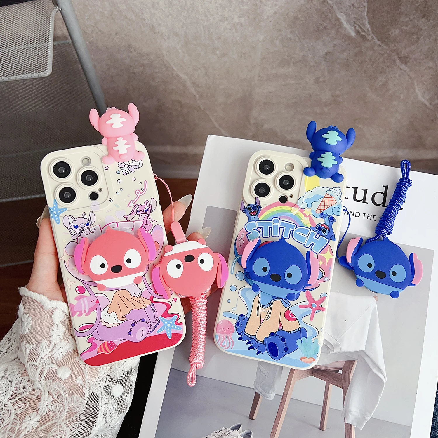 For Xiaomi Redmi 8 8A 9 9A 9T 9C 10 10A 10C 12 A1 A3 Note 7 8 9 9s 10 11 Pro POCO X3 M4 Hat Stitch Case With Holder Rope