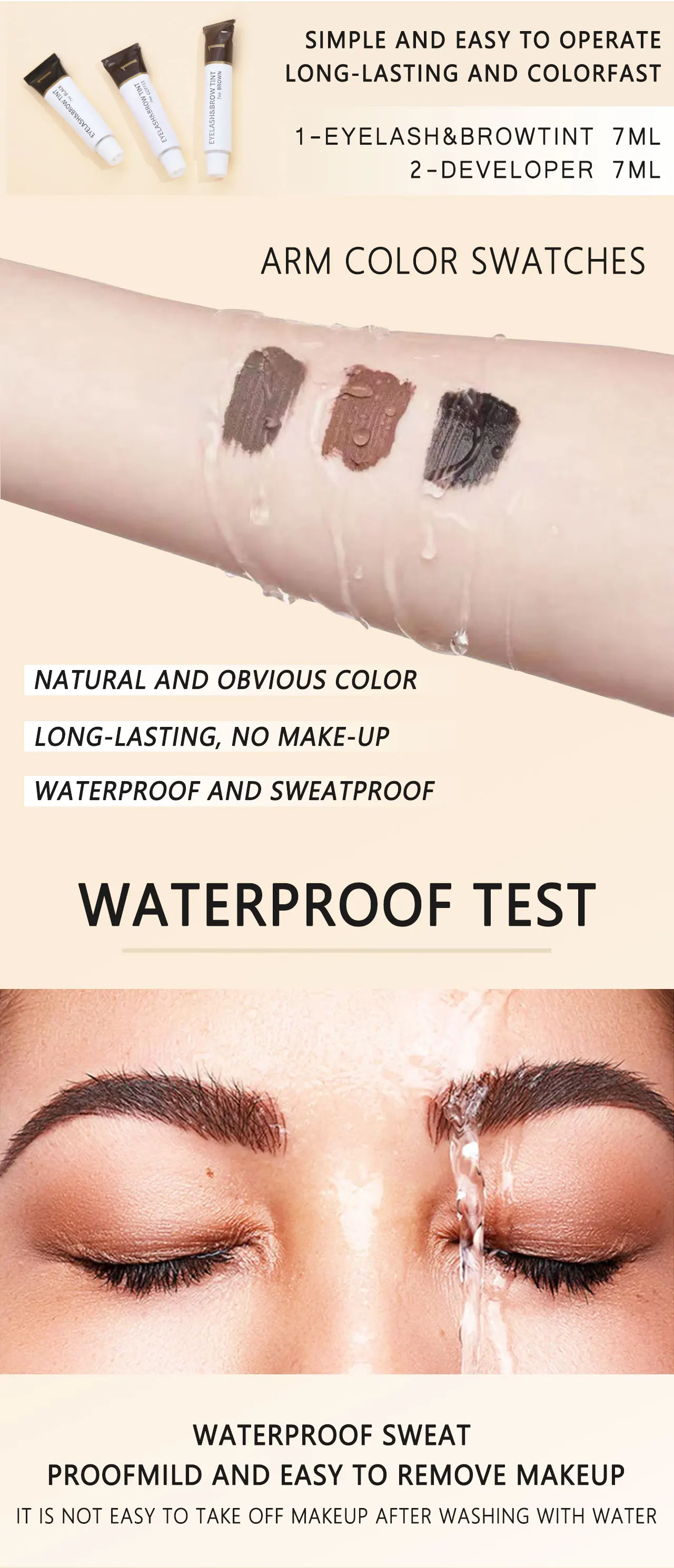 ICONSIGN Wimpern- und Augenbrauen-Färbemittel Augenbrauen-Färbung Wasserfest Langanhaltend Augenbrauen-Set Semi-Permanent Augenbrauen Schwarz Braun – Detail 4