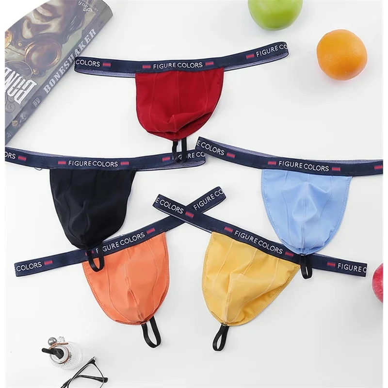 1PCS Tanga Hombre Low Waisted String Slim Strap Men Thong Sissy Gay Sexy Underwear Letter U Convex T Pants Tangas Man Breathable