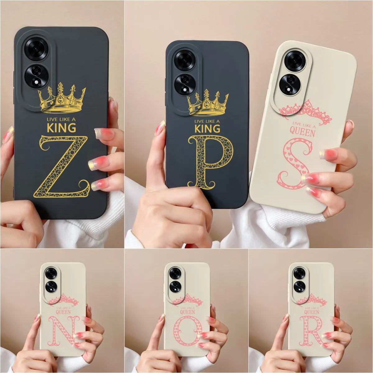 Liquid Silicone For Oppo A60 4G 6.67 inches CPH2631 Case Cover Fashion King Crown Letters Super Shockproof Phone Bags Funda Capa