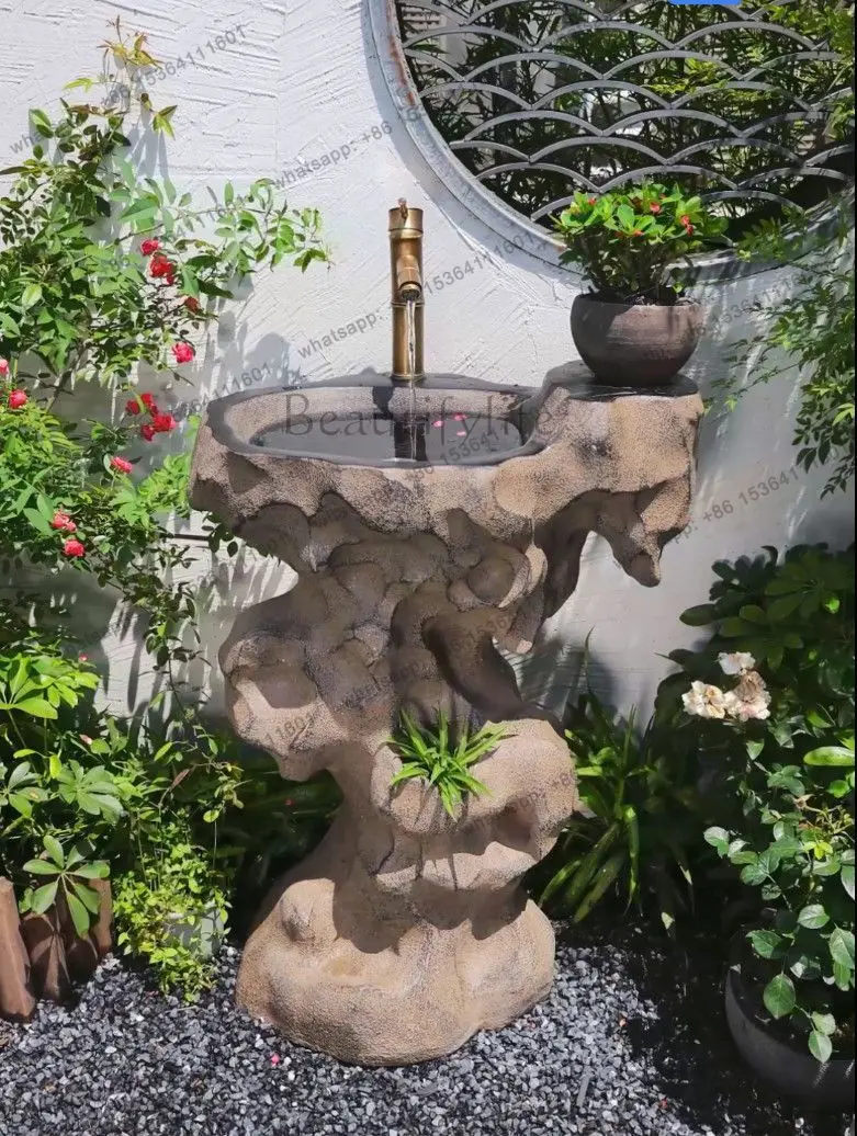 Courtyard Garden Outdoor Wash Basin Pool Terrace Column Integrated Wash Basin