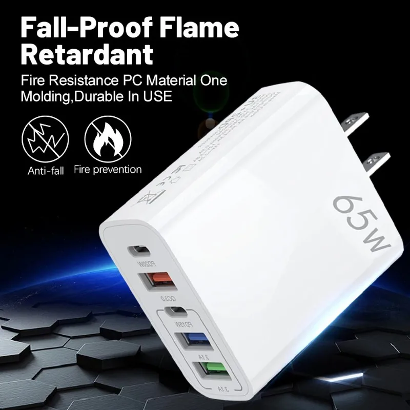 65W USB Fast Charging Type C PD Charger Quick Charger Mobile Phone Power Adapter EU/US/UK Plug For iPhone Xiaomi Samsung Oneplus - náhled 4
