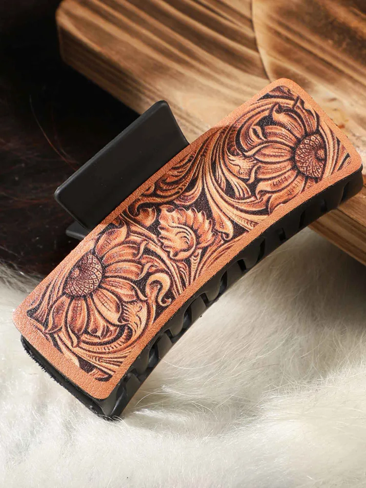 4 pezzi fermagli per capelli in pelle di girasole cactus Yee Haw artigli per clip per le donne boutique all'ingrosso regalo copricapo accessori per capelli