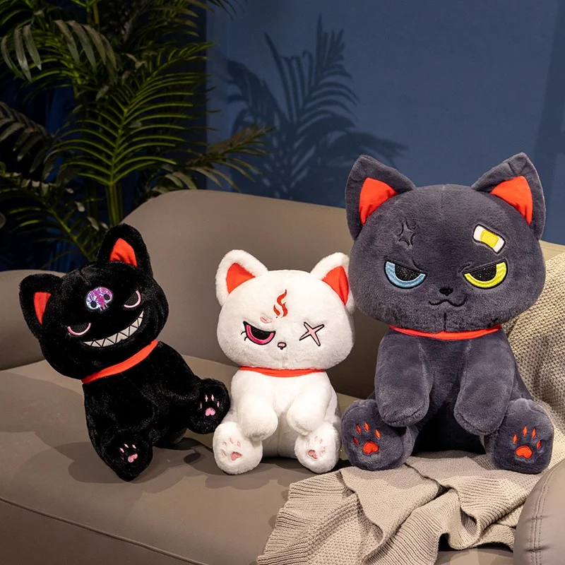 Kawaii Devil Dark Series Katten Knuffels Cartoon Knuffels Leuke Horror Monster Piraat Kitten voor Kinderen Halloween Jongens Geschenken