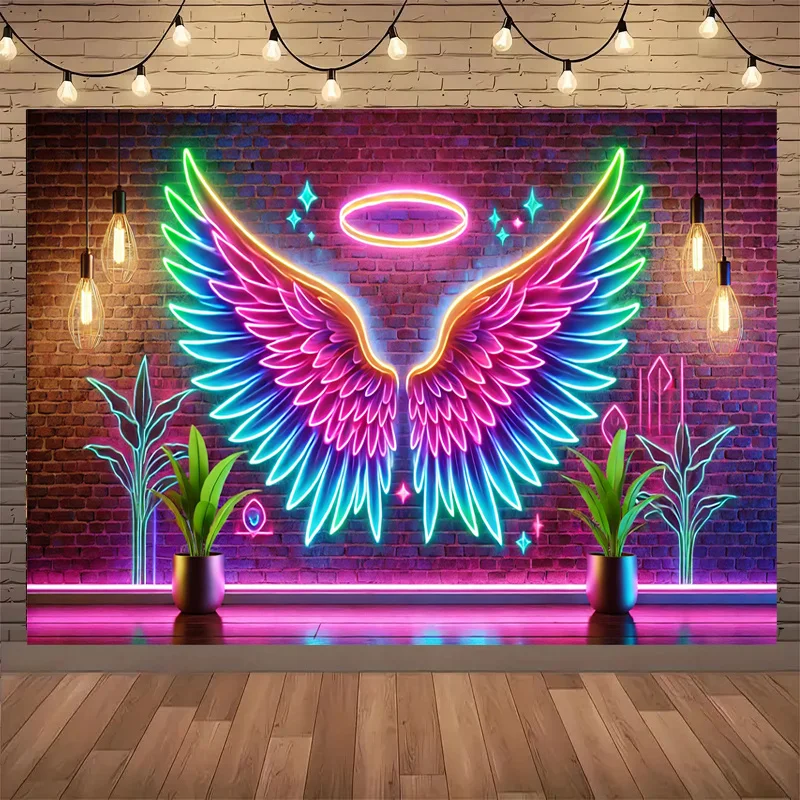 1 Stück Angel Neon Wing Hintergrund, multifunktionale Heimdekoration aus Polyesterfaser, Hochzeit, Geburtstag und Partydekoration
