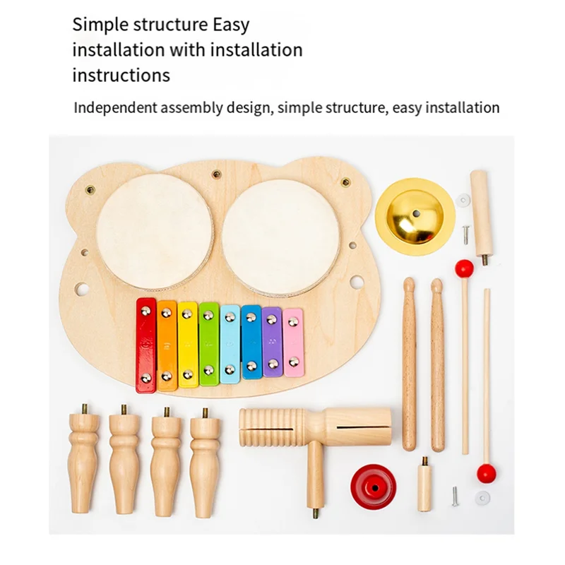 AS96-1Set batterie pour enfants Instruments de musique pour enfants couleur bois sensoriel