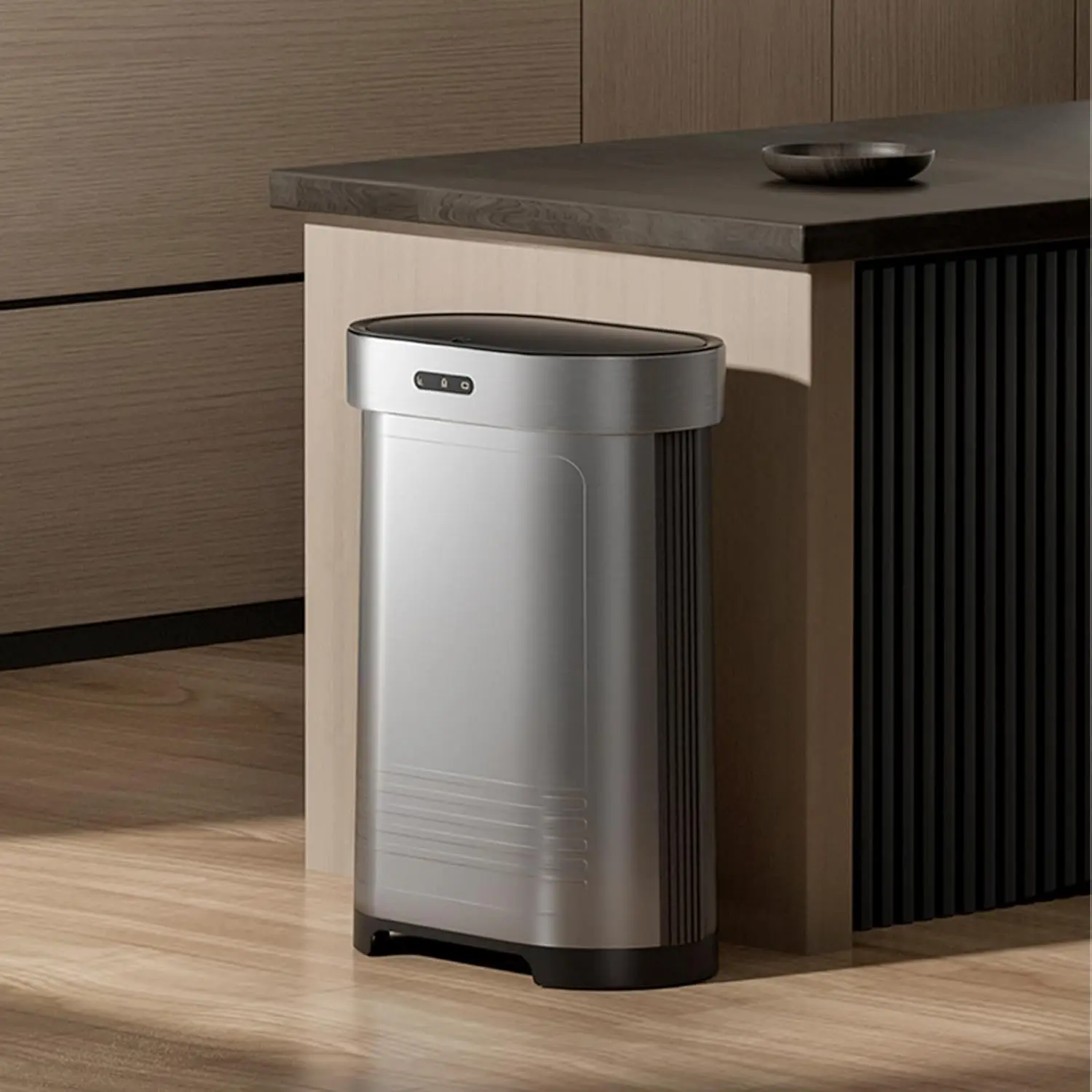 

Stainless Steel Kitchen Trash Can 13 Gallon Motion Sensor Garbage Can Automatic Touch Free Detachable Waste Bin, Customized