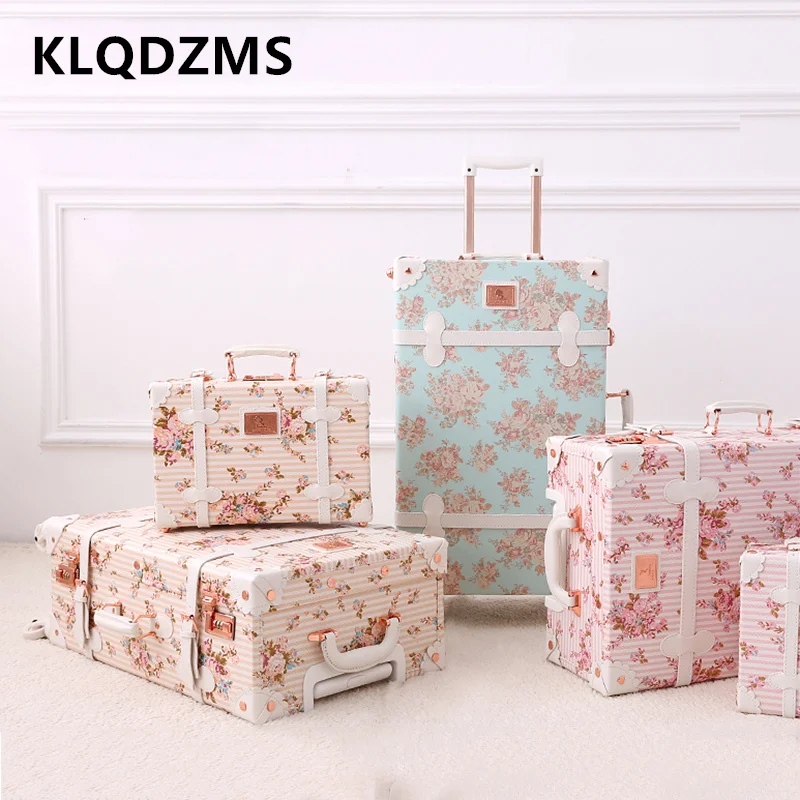 

KLQDZMS New Suitcase 20“22”24"26 Inch Women's Boarding Box Travel Trolley Case Set PU Password Box with Wheel Rolling Luggage
