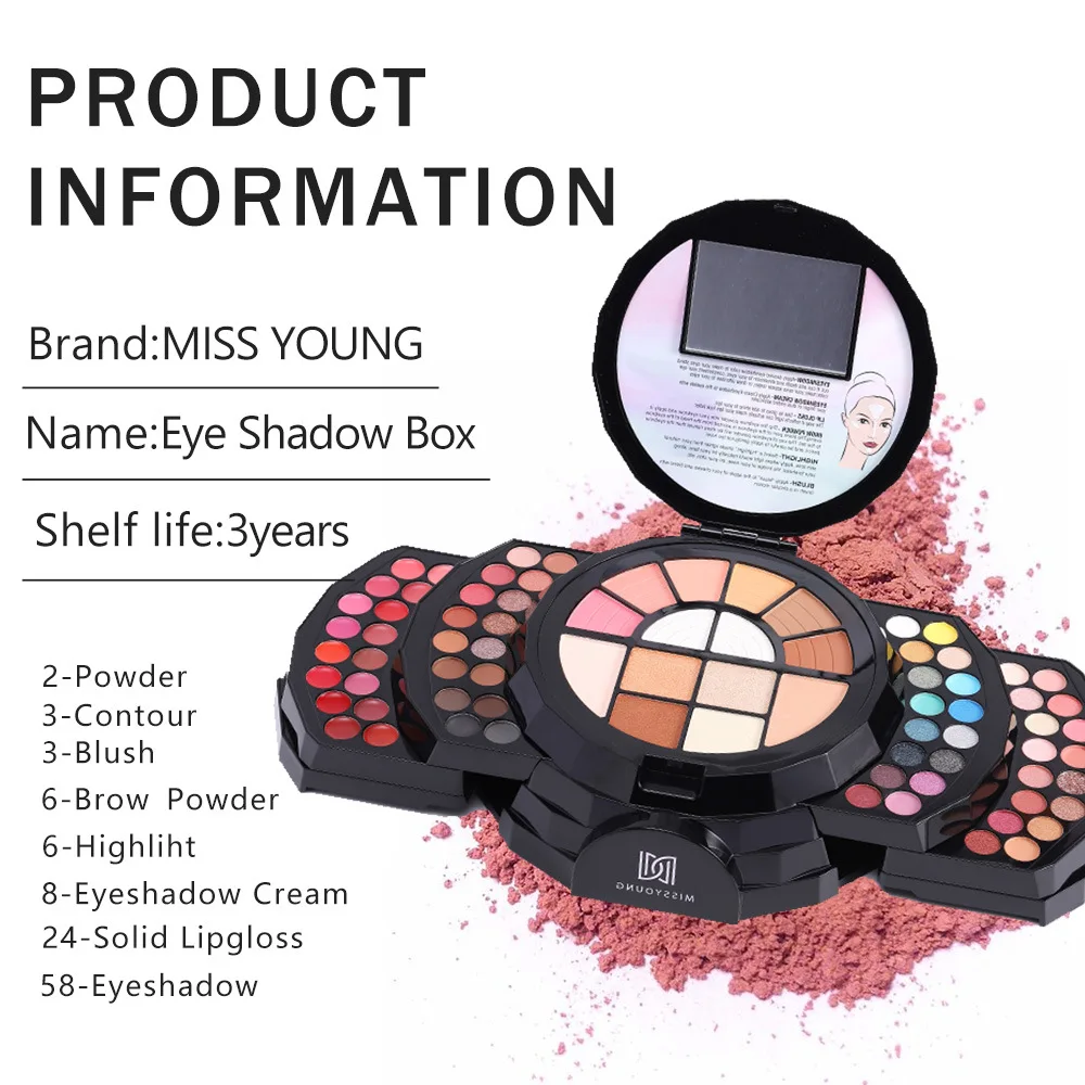 110 Colors All-in-One Makeup Set Eyeshadow Highlighter, Easy to Apply, Natural Long Lasting Pigmented Full Face Cosmetic Palette