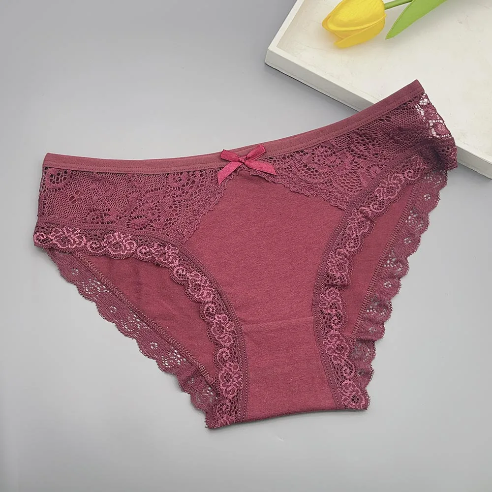 Moonflame 5 ks dámské spodní prádlo dívky nízký pas bavlněné kalhotky sexy krajkové dospělé dámské sexy kalhotky - náhled 6