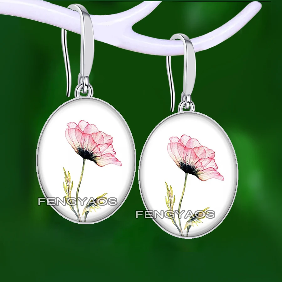 French Light Luxury Pink Tulip Flower Dangle Earrings for Women Korean Beautiful Flower Earrings Party Christmas Gift