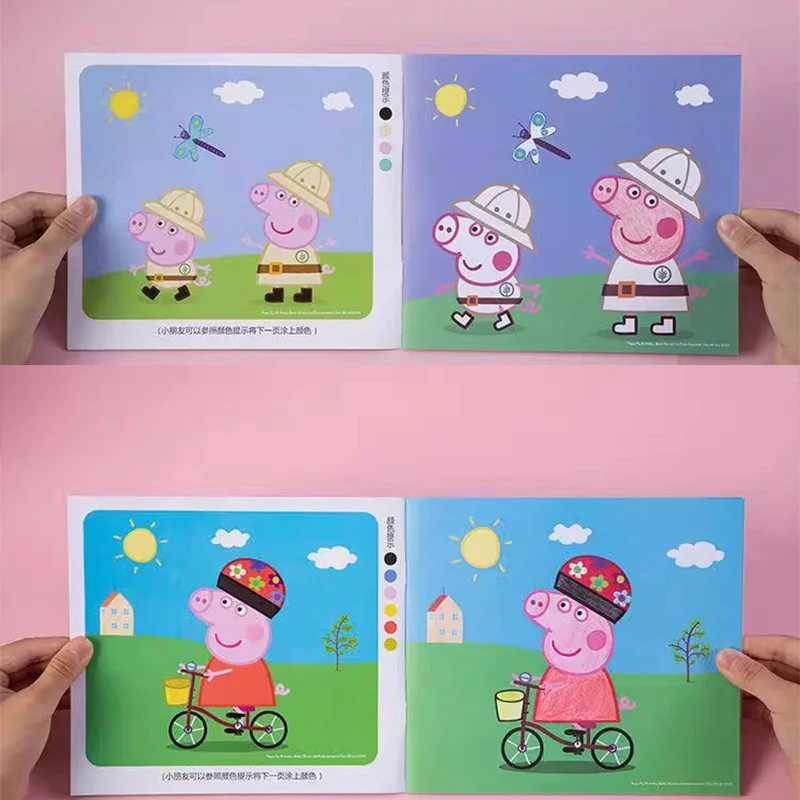 4 قطع من كتاب تلوين Peppa Pig 3-6 كتاب رسم للأطفال في رياض الأطفال التعليم المبكر لعبة تعليمية هدية