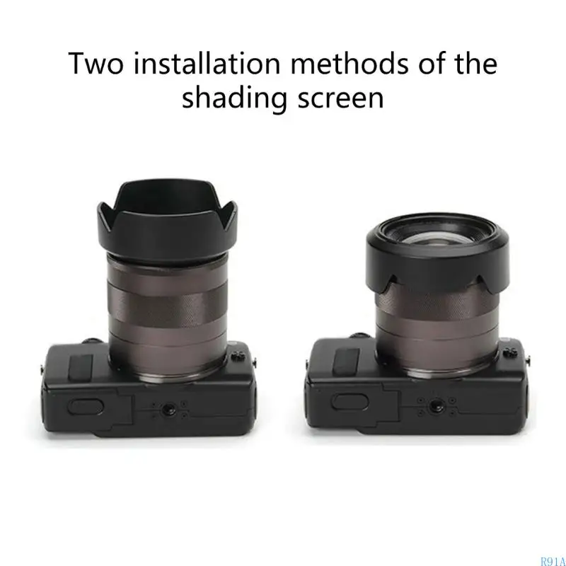R91A EW53 49mm 렌즈 후드 총검 마운트 렌즈 후드 EF-M 15-45mm f / 3.5-6.3 IS / 15-45 mm