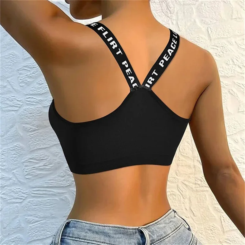 Fashion New Women Sport Fitness Top Letters Yoga Bra for Cup A-D Black White Running Yoga Gym Crop Top Women Push Up Sports Bras