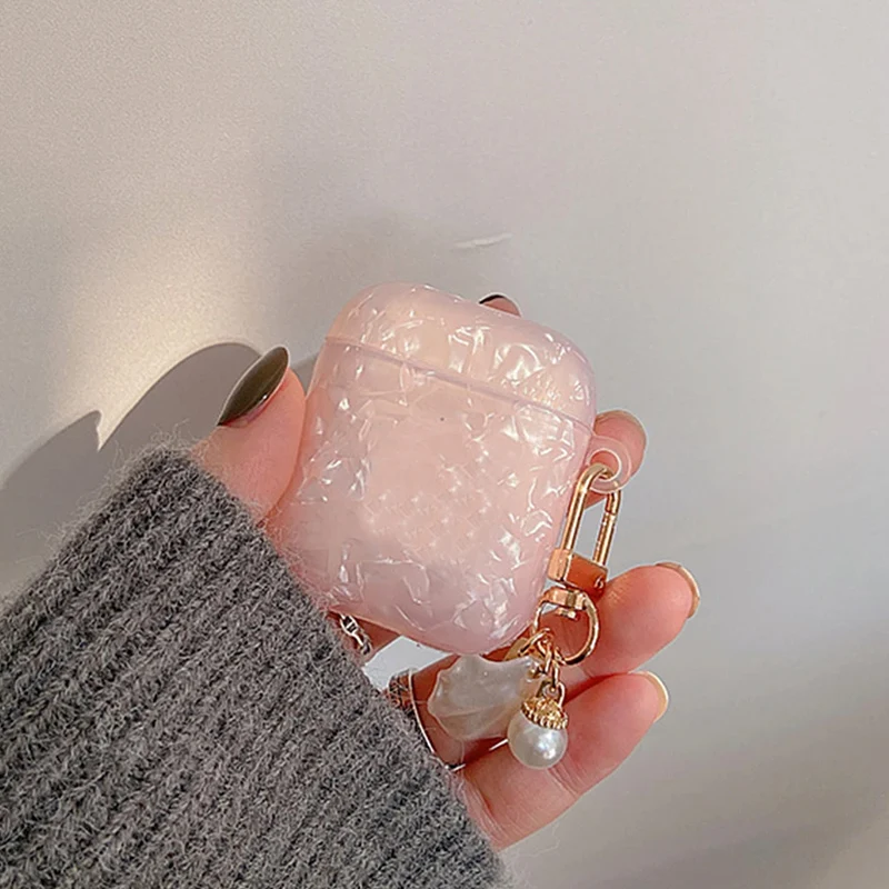 Fashion Dreamy Pearl Shell Soft Case with Keychain For AirPods 4 3 Pro 2 1 Wireless Earphones Accessories Headphones Box Cover image 4