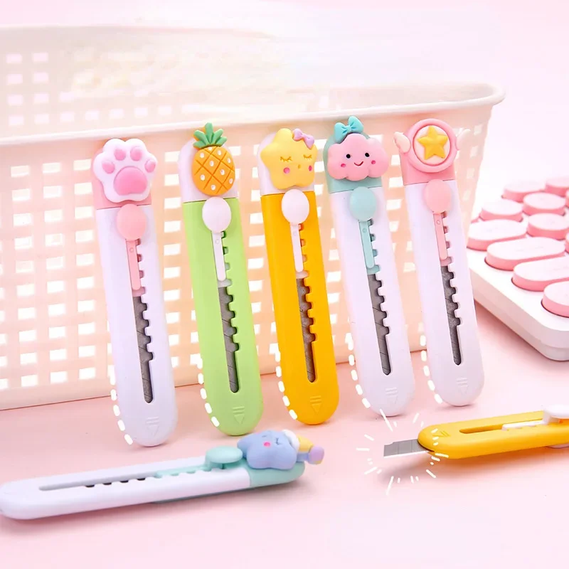 Frutas Kawaii e Animais Liga Mini Faca Utilitário Portátil, Cortador de Carta, Abridor de Envelope, Faca Correio, Escola e Material de Escritório