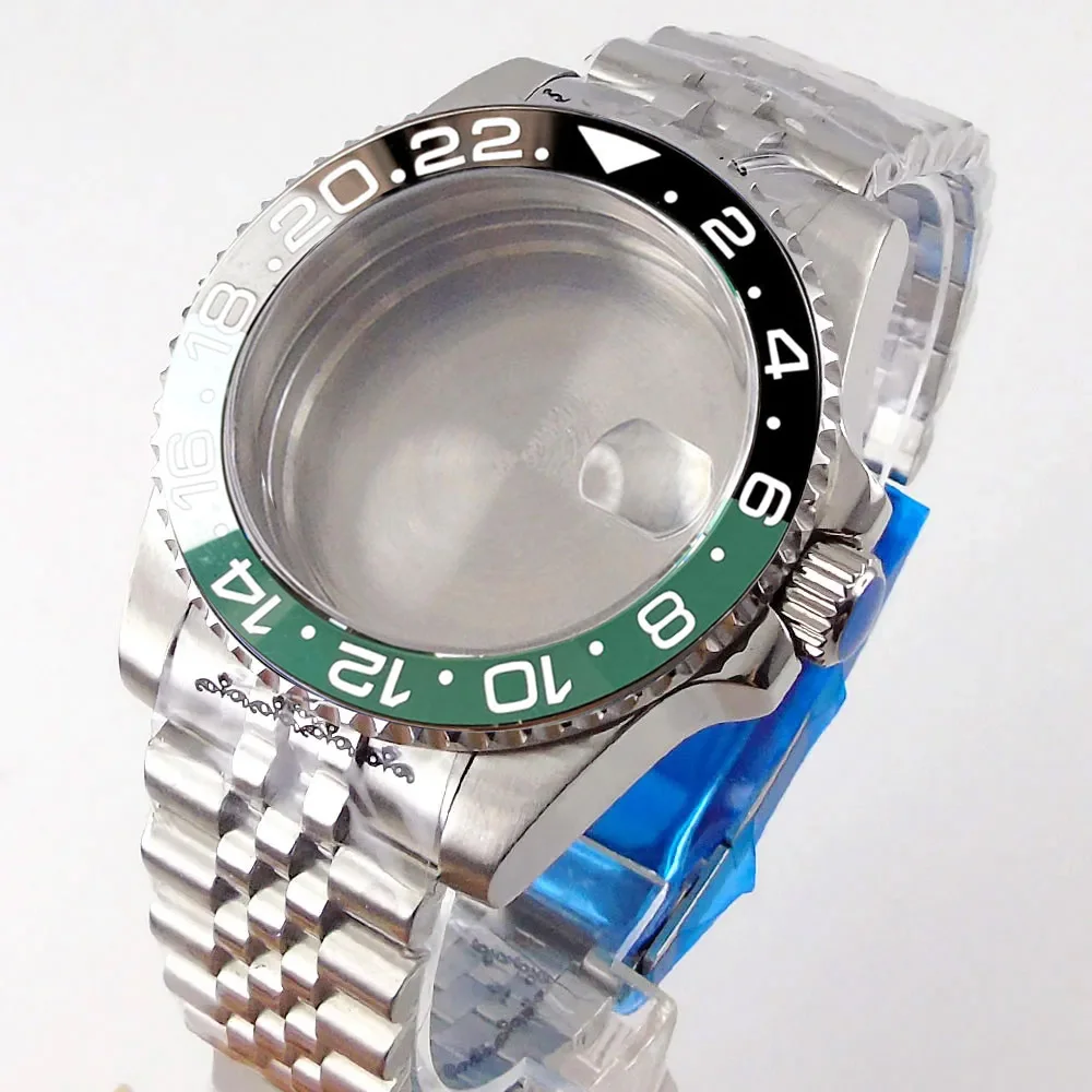 

40mm Stainless Steel Srap Fit for NH35 NH36 NH34 GMT ETA 2824 PT5000 Watch Case Jubilee Bracelet Sapphire Glass Slide Buckle