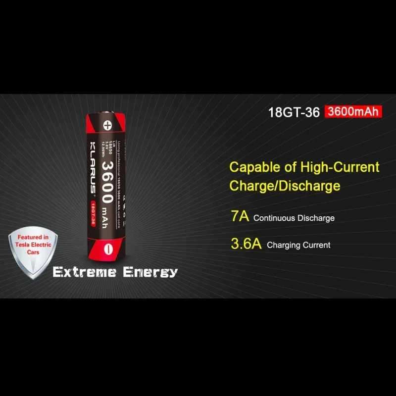 KLARUS 18GT-36 18650 Battery 3600mAh 7A Flashlight battery 18650 Li-ion Battery