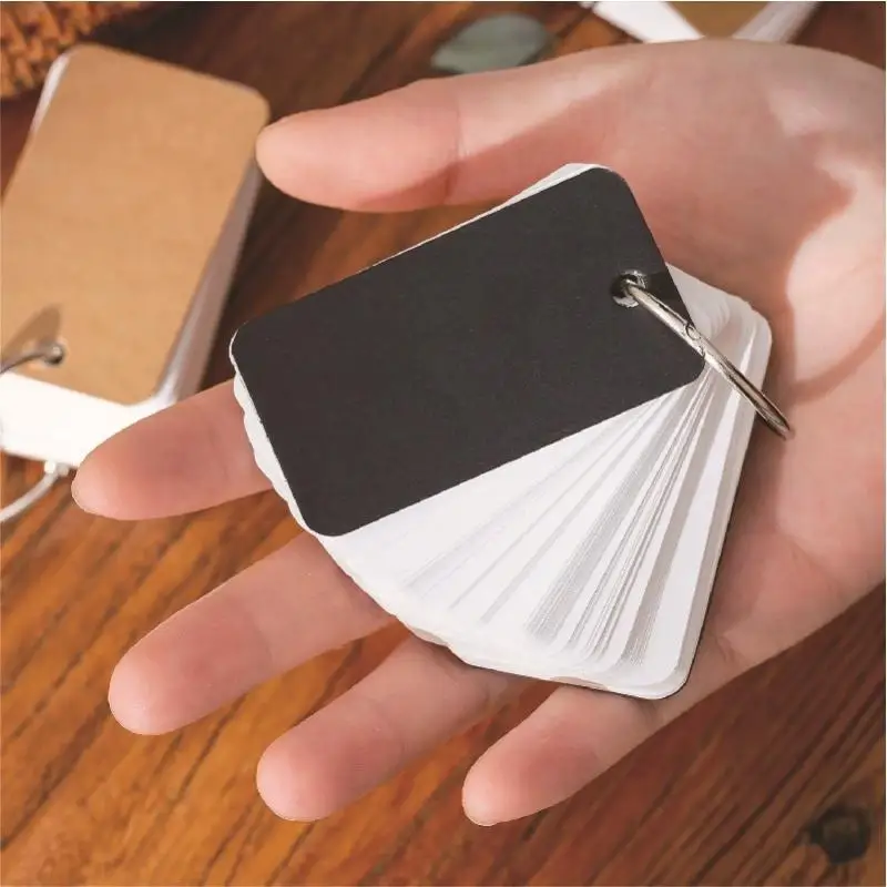 100 Sheets Blank Memo Note Paper with Binder Ring Smooth Writing Flash Cards for DIY Crafts School Study Office Message Reminde
