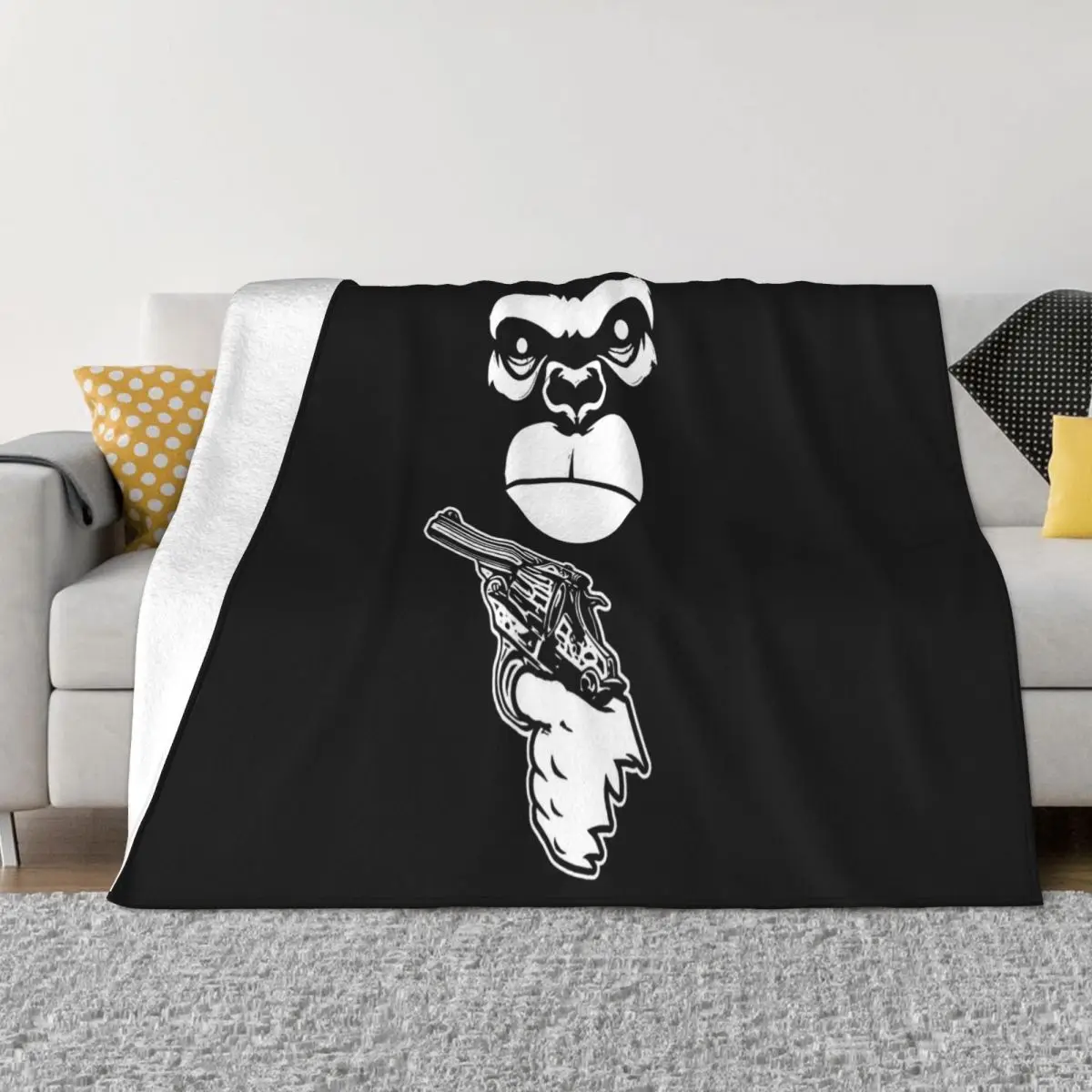 Gorilla Strapped Arm The Animals Funny Guerilla Warfare Best Selling Pop Spring Halloween Throw Blanket