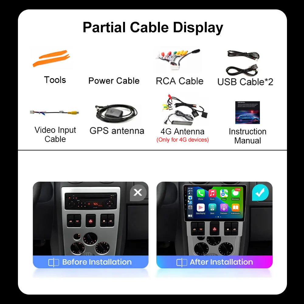 Android 16 Auto Wireless Carplay For Renault Logan 1 2004 - 2009 Car Video Multimedia GPS Navigation Stereo Tools 4G LTE Fan