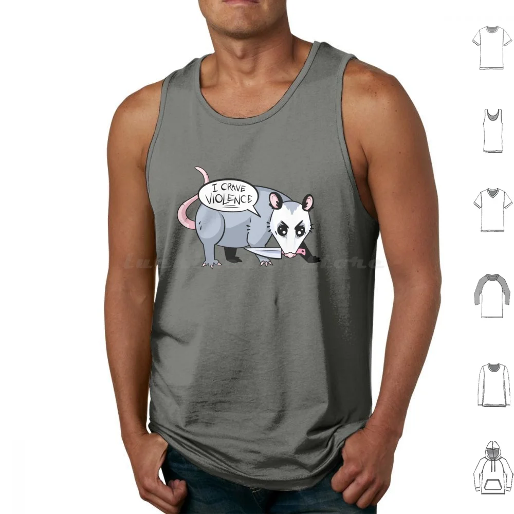 Angy Trash Boy Tank Tops Vest Sleeveless Possum Opossum Pest Cute Trash Boy Boi Knife Violence I Crave Violence Funny Animal