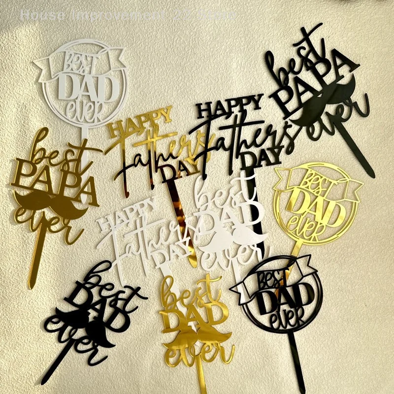 1pcs วันพ่ออะคริลิคปลั๊กอินเค้กตกแต่ง Happy Birthday Creative Baking ขนมตกแต่งพรรค