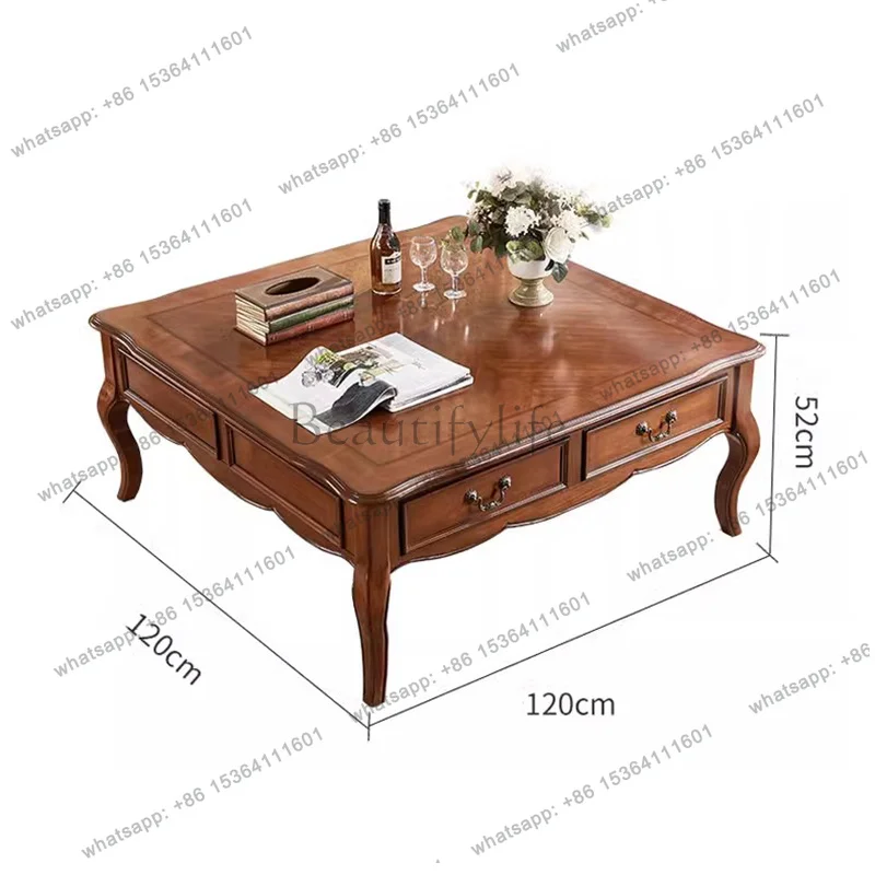 YJ Trendy Design Coffee Table Vintage Luxury Premium With Storage Coffee Table Aesthetic Drawer Table Basse De Salon Furniture