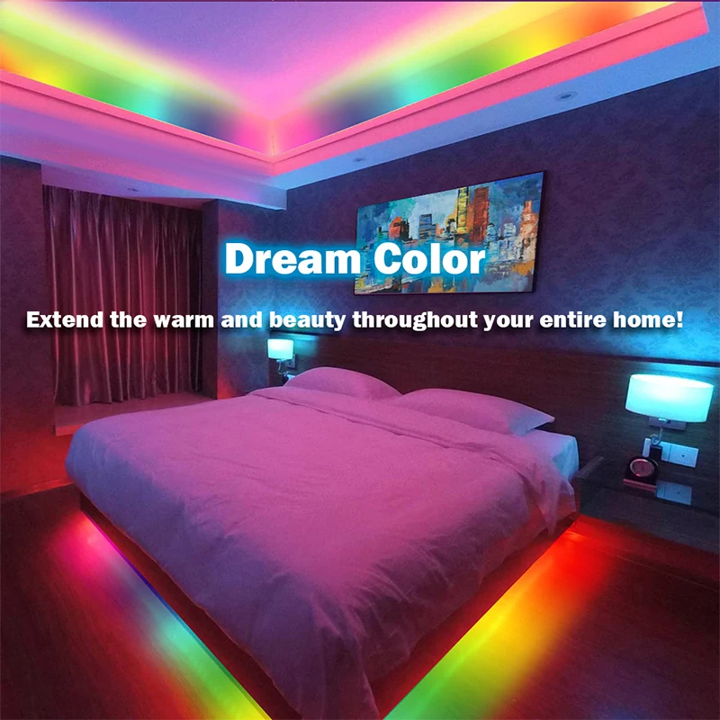 10M/Roll TUYA LED Light Strips Smartlife APP Control Dreamcolor Flexible Tape WS2811 RGBIC Pixel LED Strip Lights With MIC