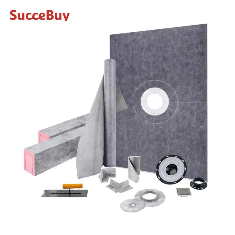 VEVOR-Kit de ducha impermeabilizante, bandeja de Kit de ducha de 38x60 pulgadas con drenaje Central, rejilla de acero inoxidable PVC/ABS, 2 malabarros de ducha cortables